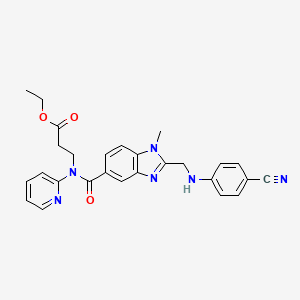 Ethyl 3-(2-(((4-cyanophenyl)amino)methyl)-1-methyl-N-(pyridin-2-yl)-1H-benzo[d]imidazole-5-carboxamido)propanoate
